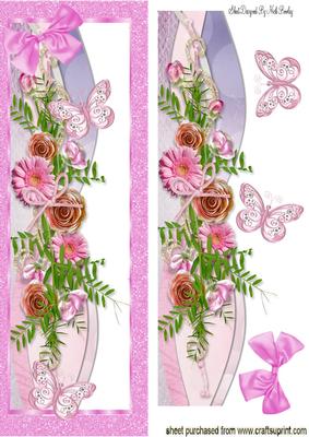 Pink Summer Border of Flowers & Butterflies, Tall Dl