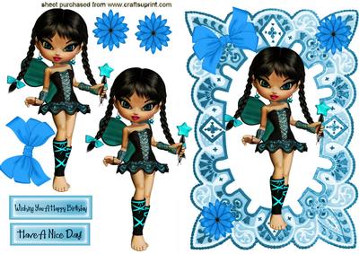 Cute Little Fairy in Pretty Turquoise Frame