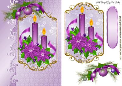 Christmas Pink Candles Topper & Card