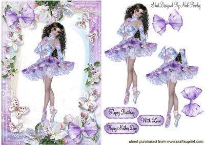 Isn't She Pretty! Ballerina in Purple Floral Frame