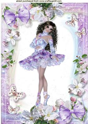 Isn't She Pretty! Dancing Ballerina in Flower Frame A4