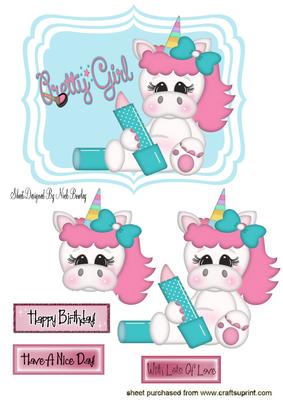 Pretty Girl! Unicorn with Makeup on Bracket Frame