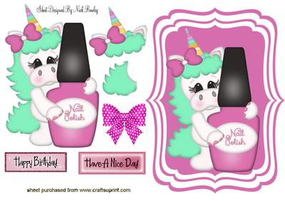 Unicorn with Nail Varnish & Party Hat