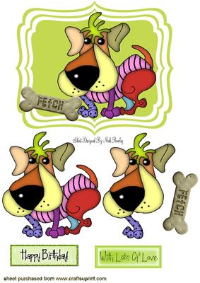 Toony Funky Rainbow Dog with His Bone