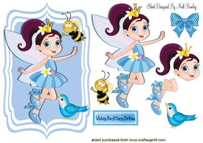Faerie with Little Blue Bird & Bumble Bee