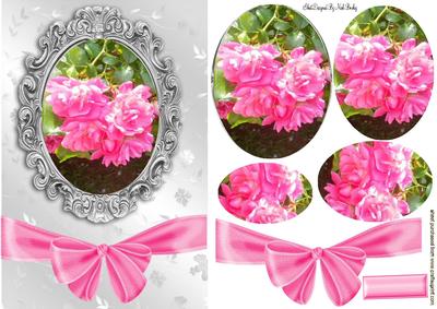 Pretty Pink Roses, with Big Bow, Oval Pyramids