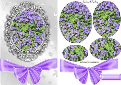 Pretty Purple Geraniums with Big Bow Oval Pyramids