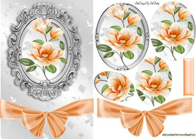 Pretty Peach Magnolias with Big Bow Pyramids
