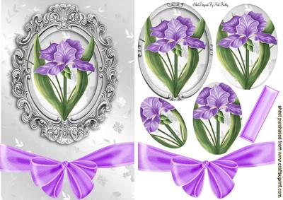 Pretty Purple Iris with Big Bow Oval Pyramids