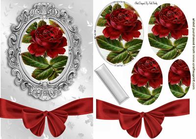 Pretty Red Rose with Big Bow, Oval Pyramids
