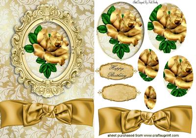So Elegant, Single Gold Rose, Oval Pyramids