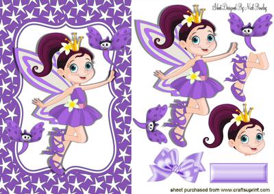 Little Faerie in Purple Star Frame with Cheeky Butterflies