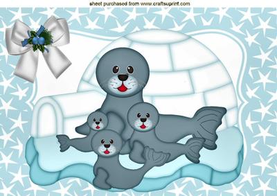 Family of Seals in an Igloo A4
