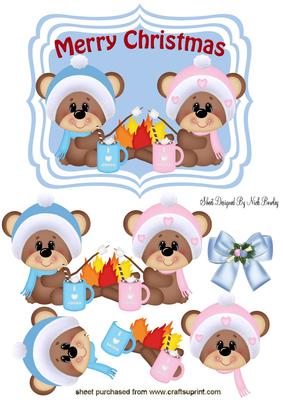 Cocoa Bears Eating Marshmallows by the Fire