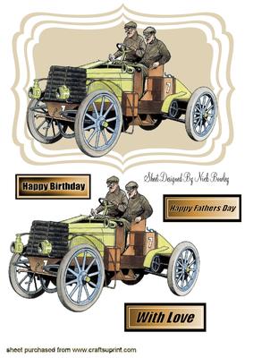 Old Vintage Car with Men in There Caps