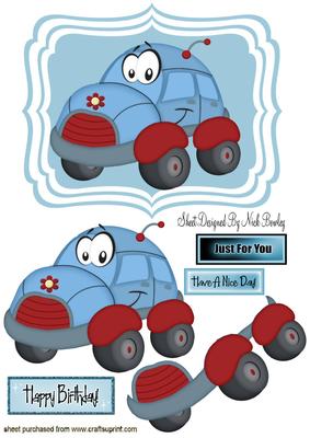 Toony Blue Beetle Car