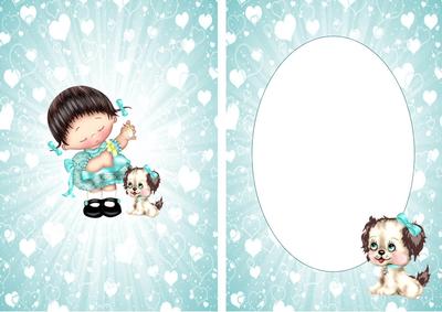 Little Girl with Her Little Puppy, A5 Insert