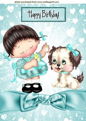Little Girl with Her Little Puppy A4