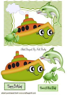 Toony Boat, with Dolphin and Crab