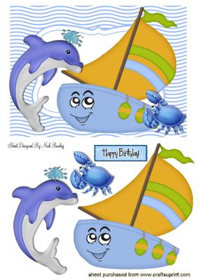 Dolphin with Toony Boat and Little Crab