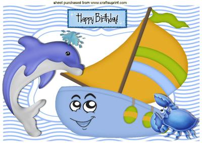 Dolphin with Toony Boat and Little Crab A4