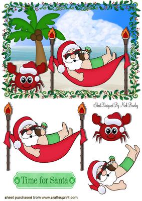 Santas on Vacation on the Beach
