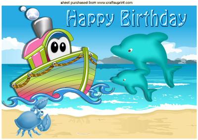 Little Toony Tugboat on the Beach with Dolphins A4