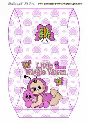 Little Wiggle Worm Baby in Pink Pillowbox