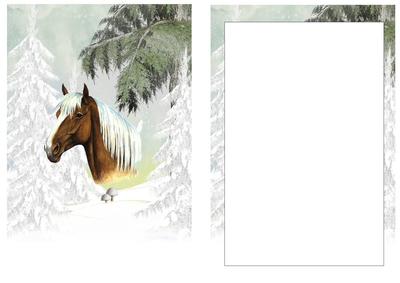 Beautiful Palamino Horse in the Snow A5 Insert