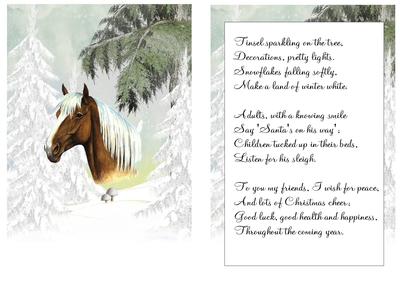Beautiful Palamino Horse in Snow A5 Insert with Verse