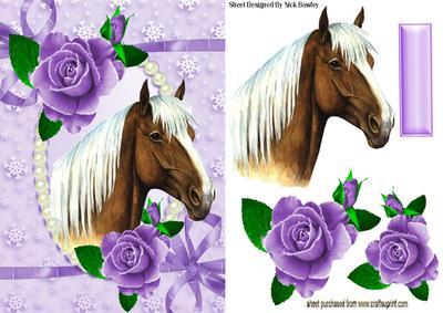 Beautiful Palamino Horse with Purple Roses