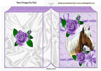 Beautiful Palamino Horse with Purple Roses Folded Book