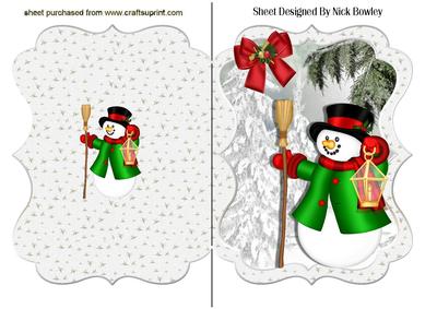 Happy Snowman with Lantern in the Snow Bracket Card