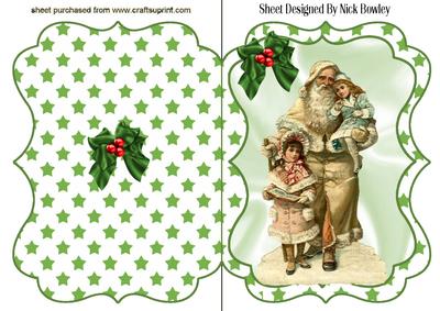 Lovely Vintage Santa with Children Bracket Card