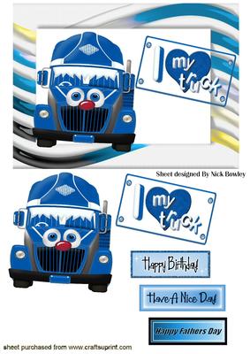 Blue Toony Face Truck, I Love My Truck