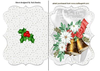 Pretty Bells with White Poinsettias Bracket Card
