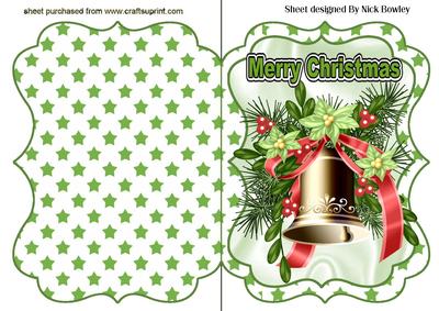 Gold Bells with Holly in Star Bracket Card