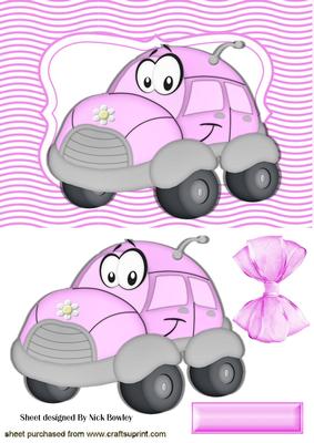 I Love My Pink Toony Beetle Car