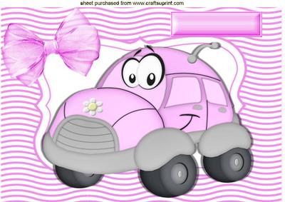 I Love My Pink Toony Beetle Car A4