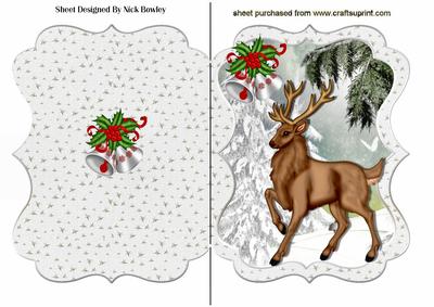 Brown Reindeer in Snow Scene Bracket Card