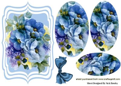Blue Flower Arrangement Oval Pyramids