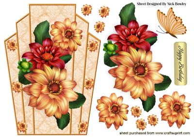 Pretty Peach Dahlias on Art Deco Topper