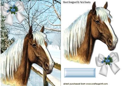 Palamino Horse in a Field of Snow Covered Trees