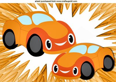 Orange Toony Cars in Funky Orange Frame A4