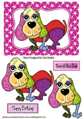 Funky Coloured Toony Dog in Star Frame