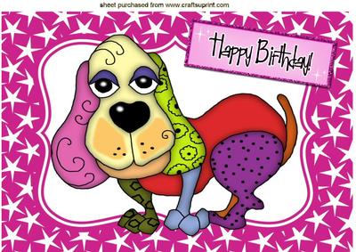 Funky Coloured Toony Dog in Star Frame A4