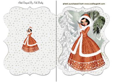 Pretty Lady in Sparkle Dress in the Snow Bracket Card