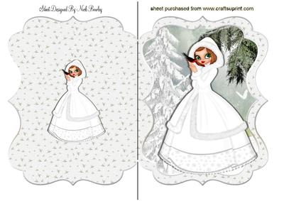 Pretty Lady in White Dress in the Snow Bracket Card
