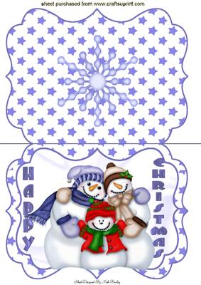 Lovely Snowman Family Dressed for Winter Bracket Card