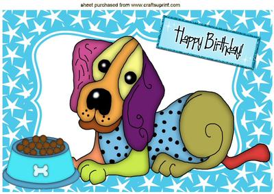 Toony Turq Dog with Dog Bowl in Star Frame A4